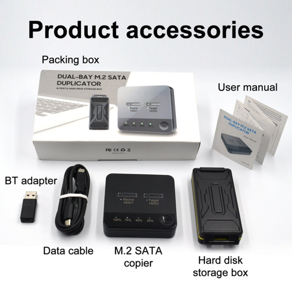 M.2 SATA Hard Disk Duplicator Solid State Drive SSD Mobile Hard Drive Enclosure(Black)