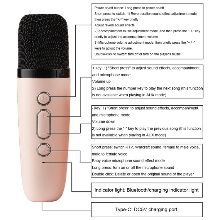 Portable RGB Lighting Effect Bluetooth Speaker Home Mini Karaoke Audio, Style: Single Microphone+Speaker(Beige)