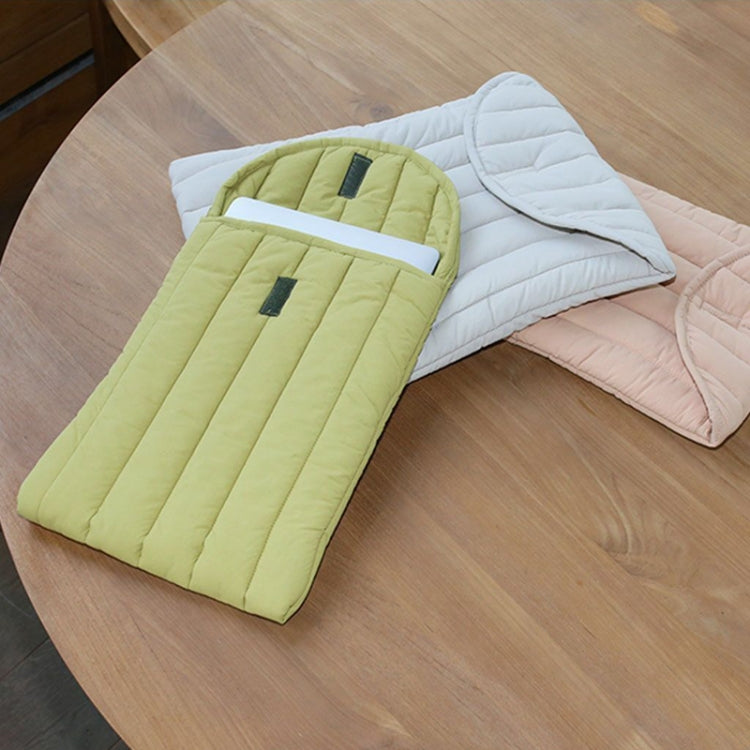 12.9-13.3 inch Flat Cotton Embroidery Inner Bag Lightweight Space Cotton Protective Case(Yellow Green)