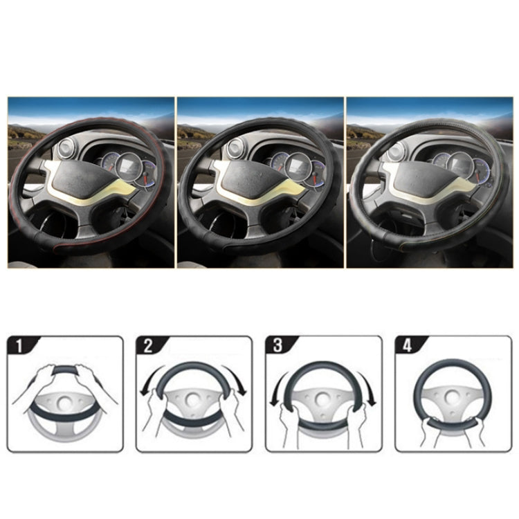 42cm Leather Truck Steering Wheel Cover(Black Red Line)