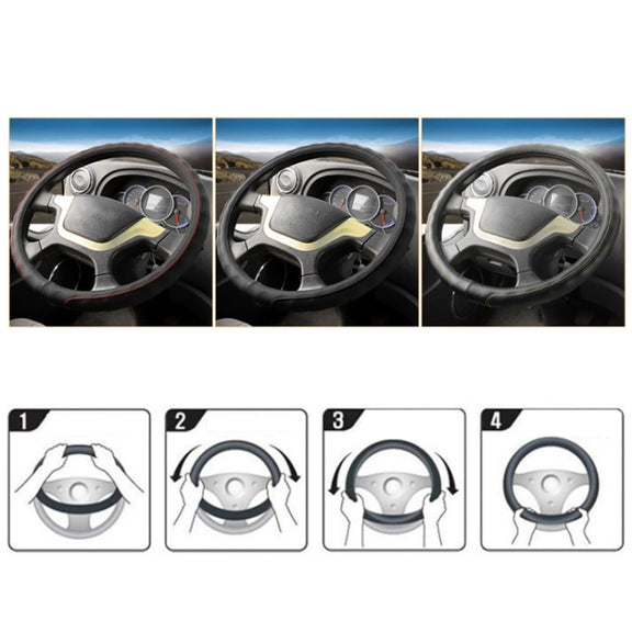 50cm Leather Truck Steering Wheel Cover(Black Line)