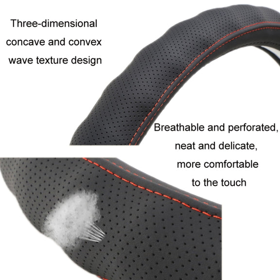 45cm Leather Truck Steering Wheel Cover(Black Line)