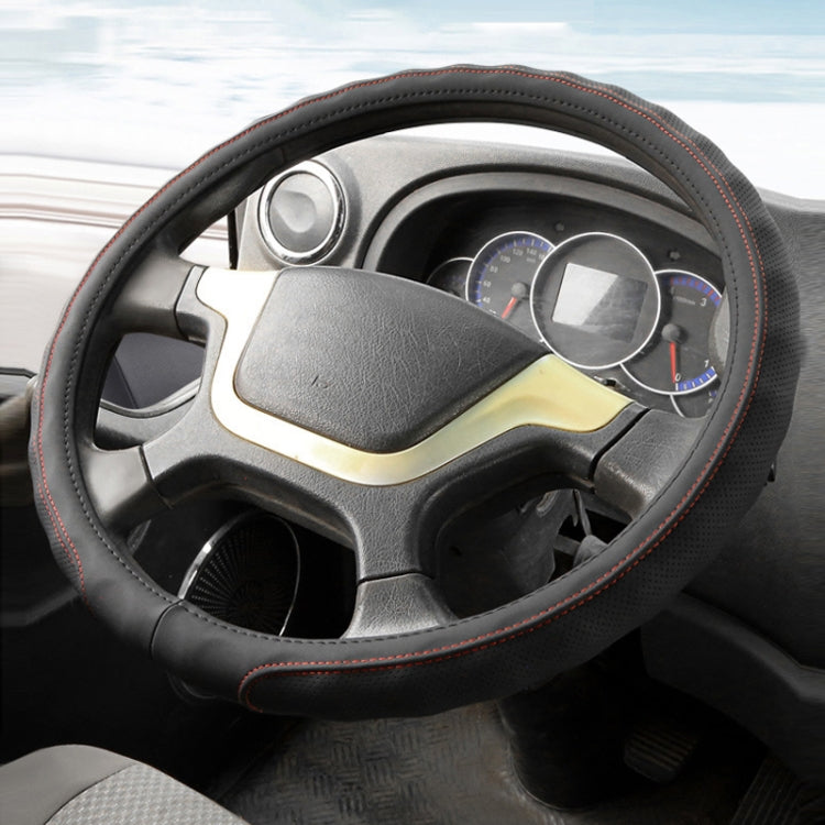 50cm Leather Truck Steering Wheel Cover(Black)
