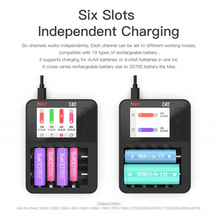 ISDT C4 EVO NiMH/NiCd Cylindrical Lithium Battery Smart Charger(Black)