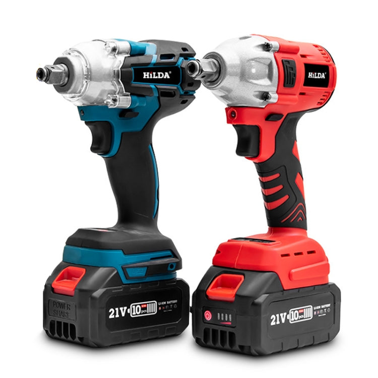 HILDA Motorized Wrenches Lithium Repair Parts With 22mm Socket, US Plug, Model: Red With 2 Battery+1 Charger(3000mAh)