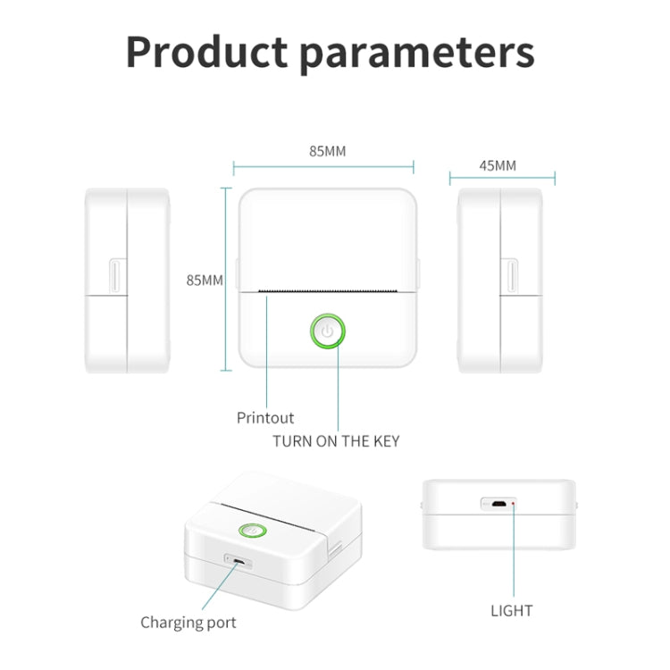X6 200DPI Student Homework Printer Bluetooth Inkless Pocket Printer White Printing Paper x5
