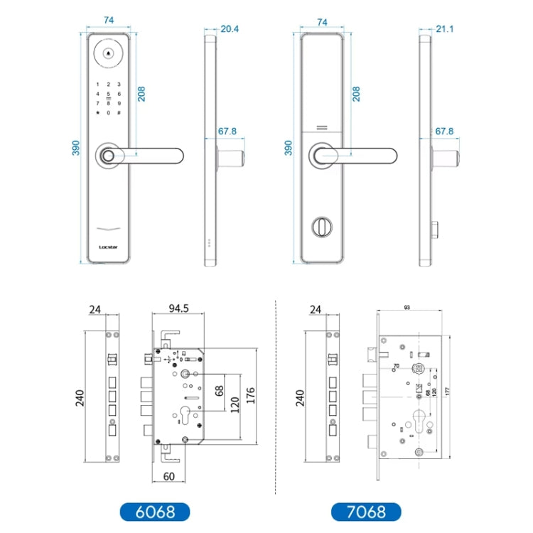 A60 Smart Fingerprint Password Door Lock With Doorbell, Spec: Basic Version Gray