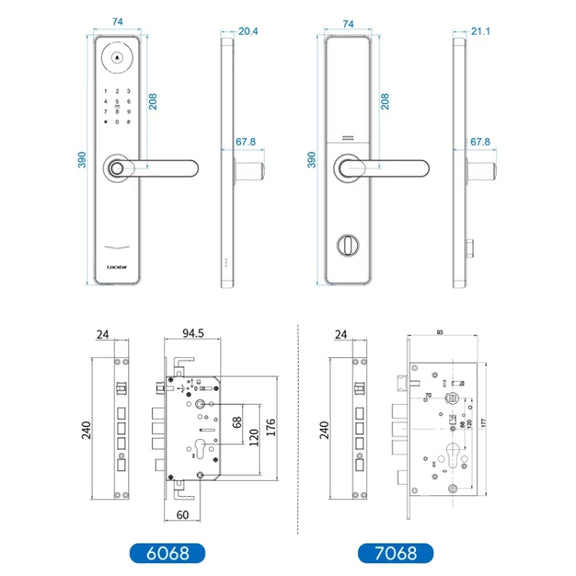 A60 Smart Fingerprint Password Door Lock With Doorbell, Spec: Tuya APP Version Gray