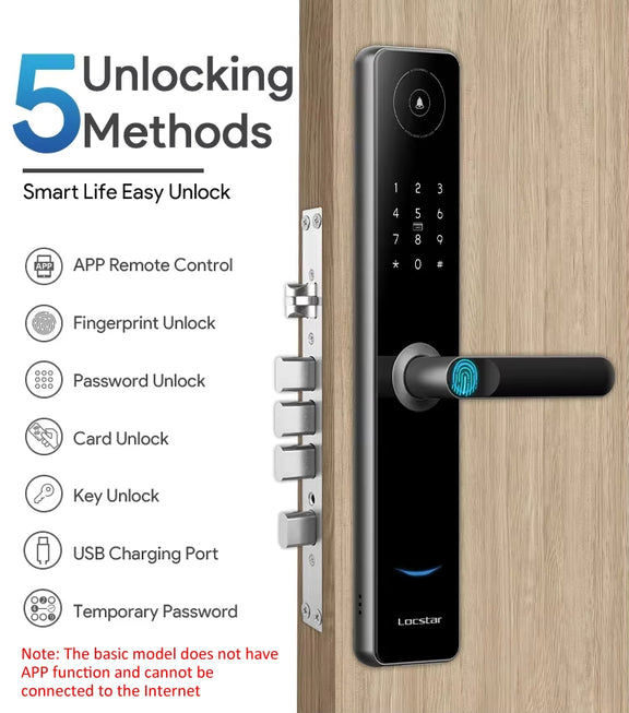 A60 Smart Fingerprint Password Door Lock With Doorbell, Spec: Basic Version Gray