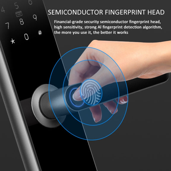 A60 Smart Fingerprint Password Door Lock With Doorbell, Spec: Tuya APP Version Gray
