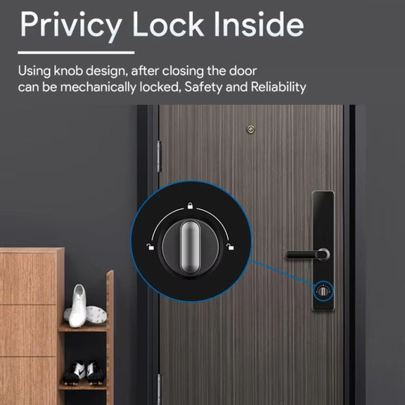 A60 Smart Fingerprint Password Door Lock With Doorbell, Spec: Basic Version Gray