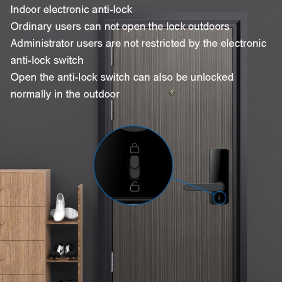 C89 Smart Fingerprint Password Lock Home Indoor Door TUYA System Lock(Black)