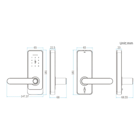 C89 Smart Fingerprint Password Lock Home Indoor Door TUYA System Lock(Black)