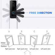 C89 Smart Fingerprint Password Lock Home Indoor Door TUYA System Lock(Black)