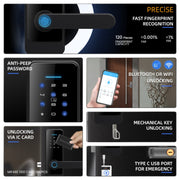 C89 Smart Fingerprint Password Lock Home Indoor Door TUYA System Lock(Silver)
