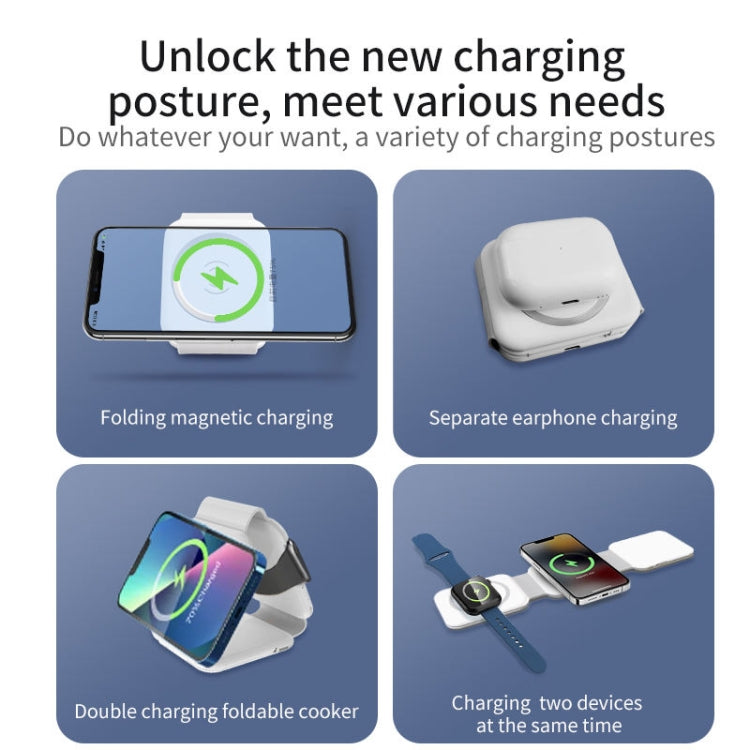 10-in-1 Magnetic Wireless Folding Charger With Data Cable Adapter Storage box(White)