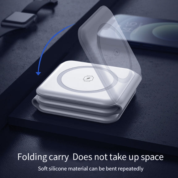 10-in-1 Magnetic Wireless Folding Charger With Data Cable Adapter Storage box(White)