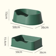 Open Litter Pan Large Capacity Plastic Pet Kennel, Model: Square Green