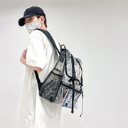 Transparent PVC Large Capacity Casual Outdoor Water-resistant Travel Backpack(Black)