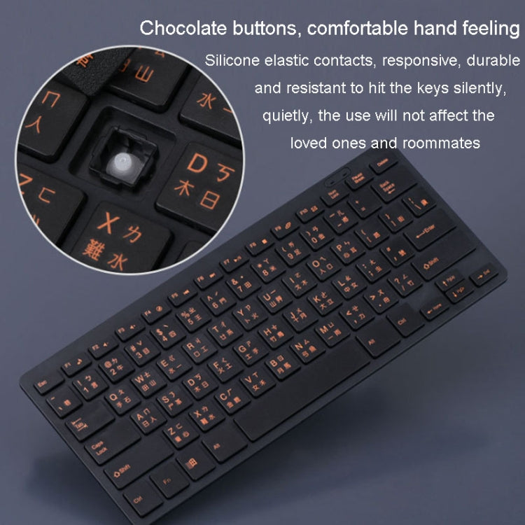 Cangjie Code Keyboard Traditional Chinese Annotated Wireless Keyboard 2.4G Wireless Connection Keyboard(Black)