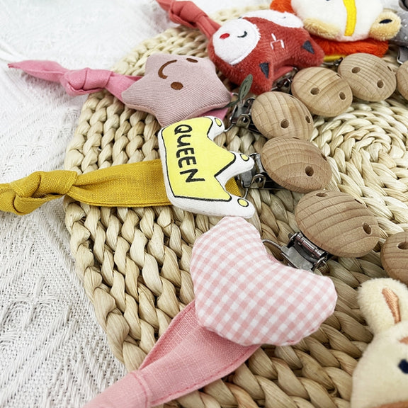 Animal Head Pacifier Chain Newborn Pacifier Clip, Style: Pink Stars