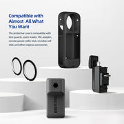 For Insta360 X3 AMagisn Body Silicone Protective Cover, Style: Body+Lens Case (Black)