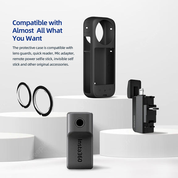 For Insta360 X3 AMagisn Body Silicone Protective Cover, Style: Body+Lens Case (Black)