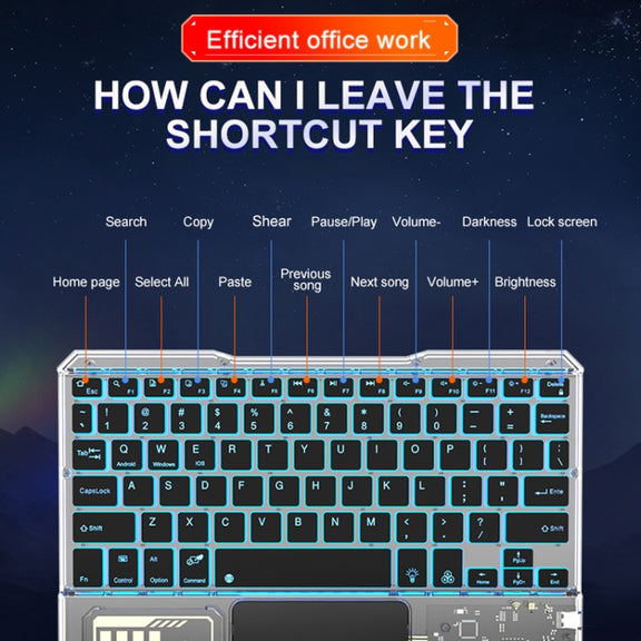 KB-333 RGB Backlit Wireless Bluetooth Keyboard Cell Phone Tablet Laptop Compatible Keypad(White)