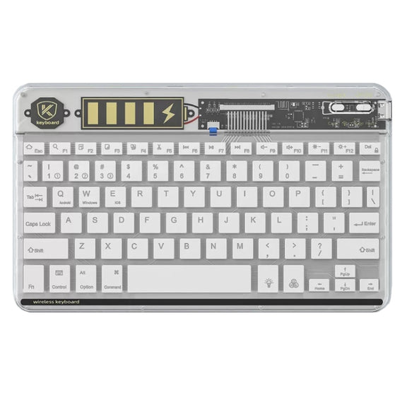 Transparent Lighting Bluetooth Keyboard 10 Inch Wireless Silent Keypad(White)