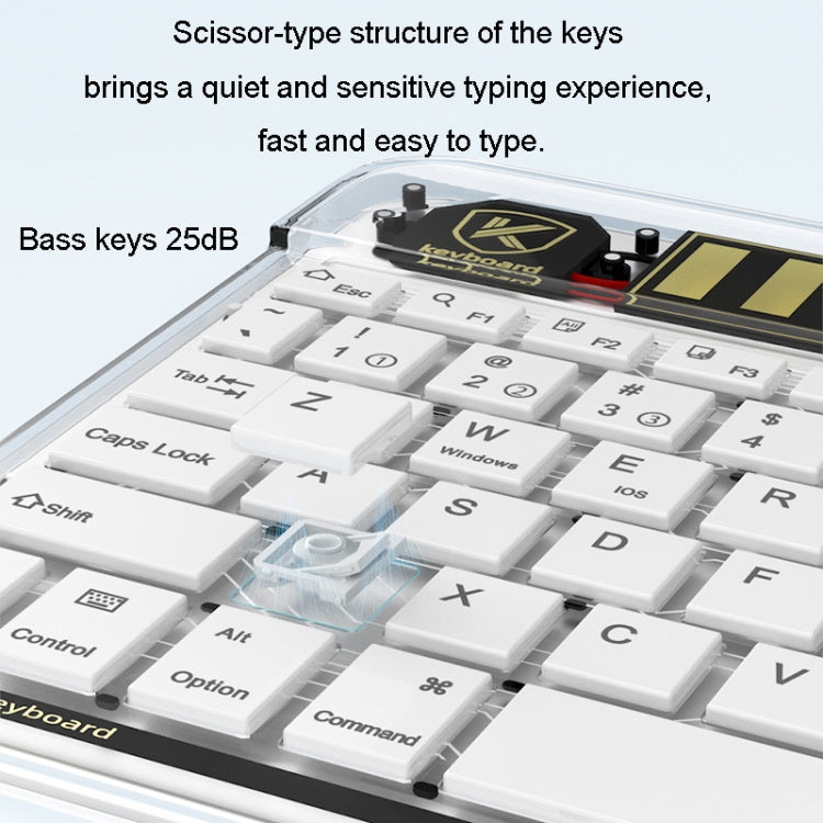 Transparent Lighting Bluetooth Keyboard 10 Inch Wireless Silent Keypad(Black)