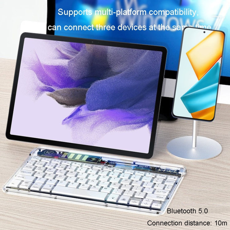Transparent Lighting Bluetooth Keyboard 10 Inch Wireless Silent Keypad(Pink)