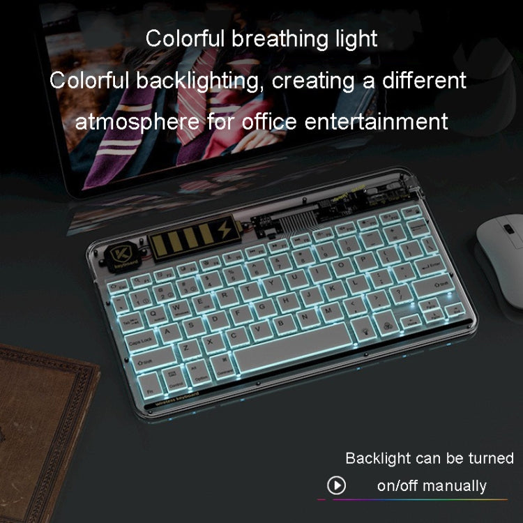 Transparent Lighting Bluetooth Keyboard 10 Inch Wireless Silent Keypad(Pink)