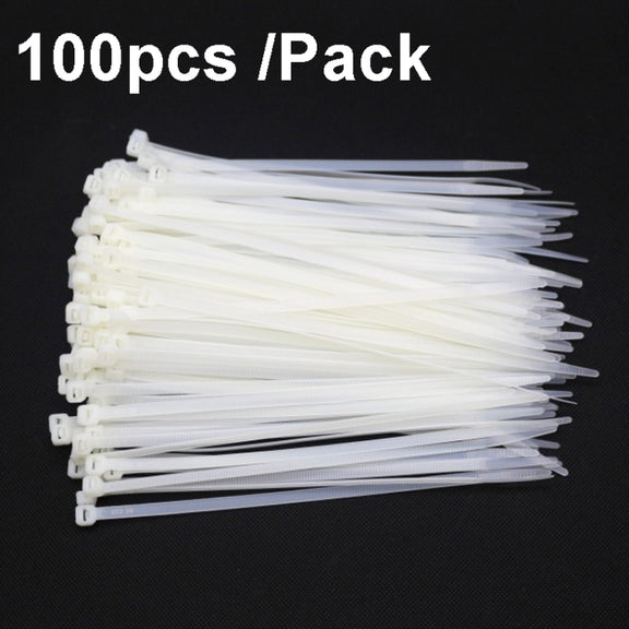 100pcs /Pack 8x350mm National Standard 7.6mm Wide Self-Locking Nylon Cable Ties Plastic Bundle Cable Ties(White)