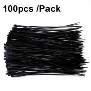 100pcs /Pack 8x500mm National Standard 7.6mm Wide Self-Locking Nylon Cable Ties Plastic Bundle Cable Ties(Black)