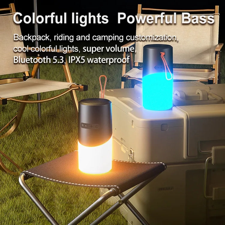 Wireless Bluetooth Speaker With RGB Light Water-resistant Stereo Atmosphere Light(Black)