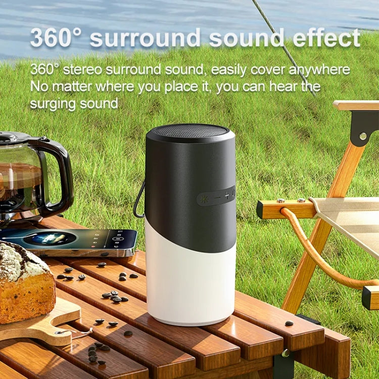 Wireless Bluetooth Speaker With RGB Light Water-resistant Stereo Atmosphere Light(Black)