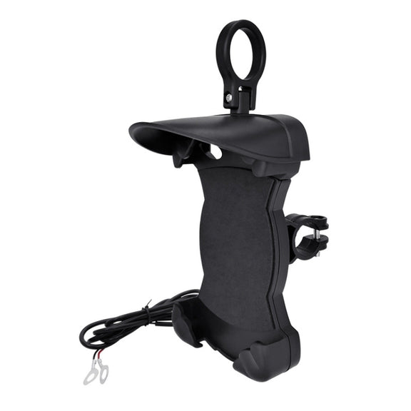 Motorcycle Sunshade Rainproof Mobile Phone Holder, Shape: Charging Handlebar Holder 5V-2A