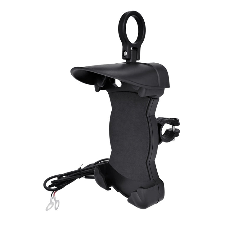 Motorcycle Sunshade Rainproof Mobile Phone Holder, Shape: Charging Handlebar Holder 5V-3.1A