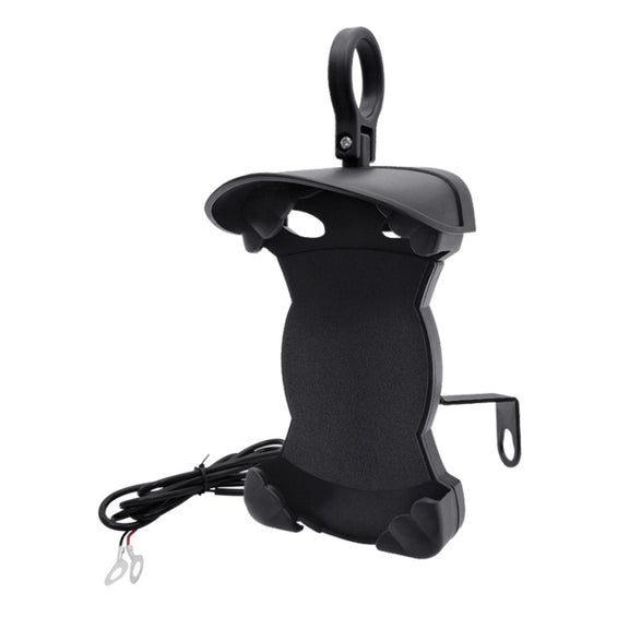 Motorcycle Sunshade Rainproof Mobile Phone Holder, Shape: Charging Mirror Holder 5V-2A