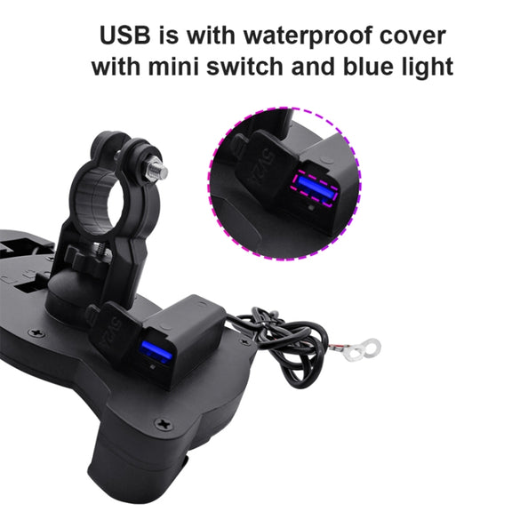 Motorcycle Sunshade Rainproof Mobile Phone Holder, Shape: Charging Handlebar Holder 5V-2A