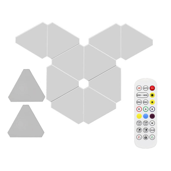 12pcs /Set Triangle Splicing Intelligent Sound Control Quantum Light Atmosphere Lighting With Remote Control, US Plug(Bluetooth Model)