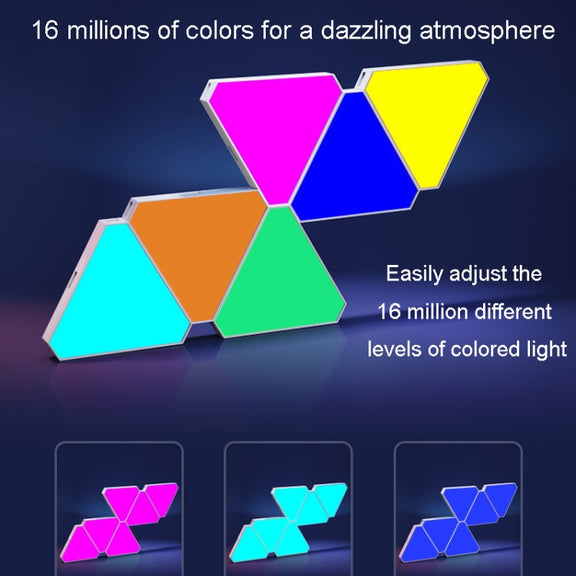 3pcs /Set Triangle Splicing Intelligent Sound Control Quantum Light Atmosphere Lighting With Remote Control, US Plug(WiFi Model)