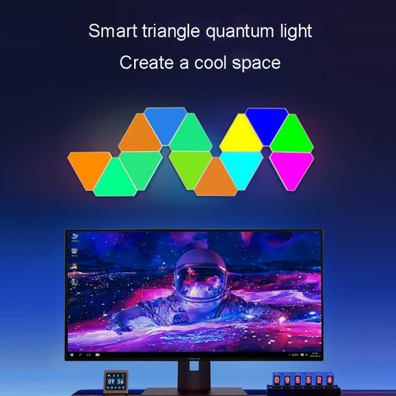 3pcs /Set Triangle Splicing Intelligent Sound Control Quantum Light Atmosphere Lighting With Remote Control, US Plug(Bluetooth Model)