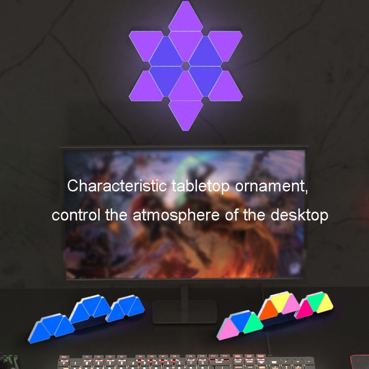 12pcs /Set Triangle Splicing Intelligent Sound Control Quantum Light Atmosphere Lighting With Remote Control, US Plug(Bluetooth Model)