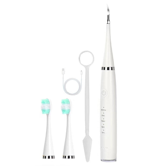 6 In 1 Electric Dental Scaler Calculus Removal Teeth Cleaning Set, Color: White Basic