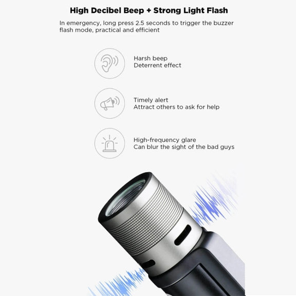Nextool  6-In-1 Outdoor Emergency Flashlight  Zoomable Alarm Camping Work Light(Black)