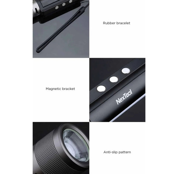 Nextool  6-In-1 Outdoor Emergency Flashlight  Zoomable Alarm Camping Work Light(Black)