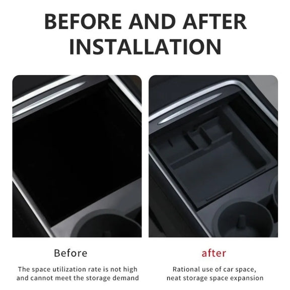 For Tesla Model 3 / Y Center Armrest Storage Box Car Modification Accessories Central Storage Box(Black)