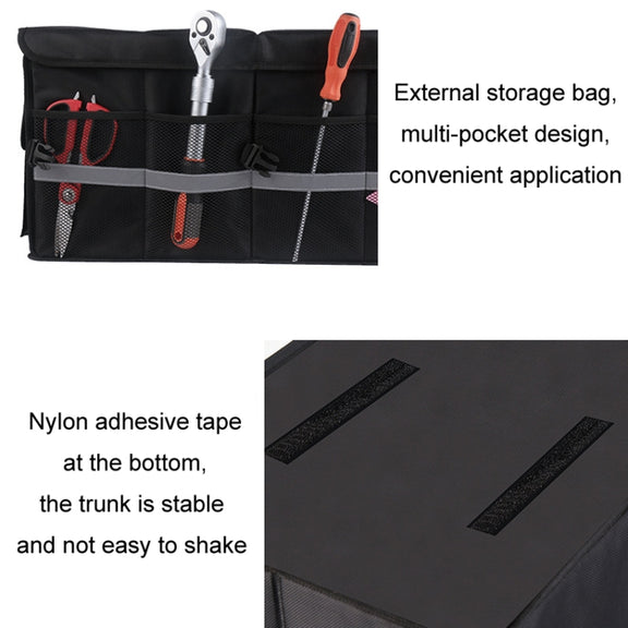 Car Trunk Storage Box Oxford Cloth Folding Organizer With Reflective Strips, Color: Large Gray
