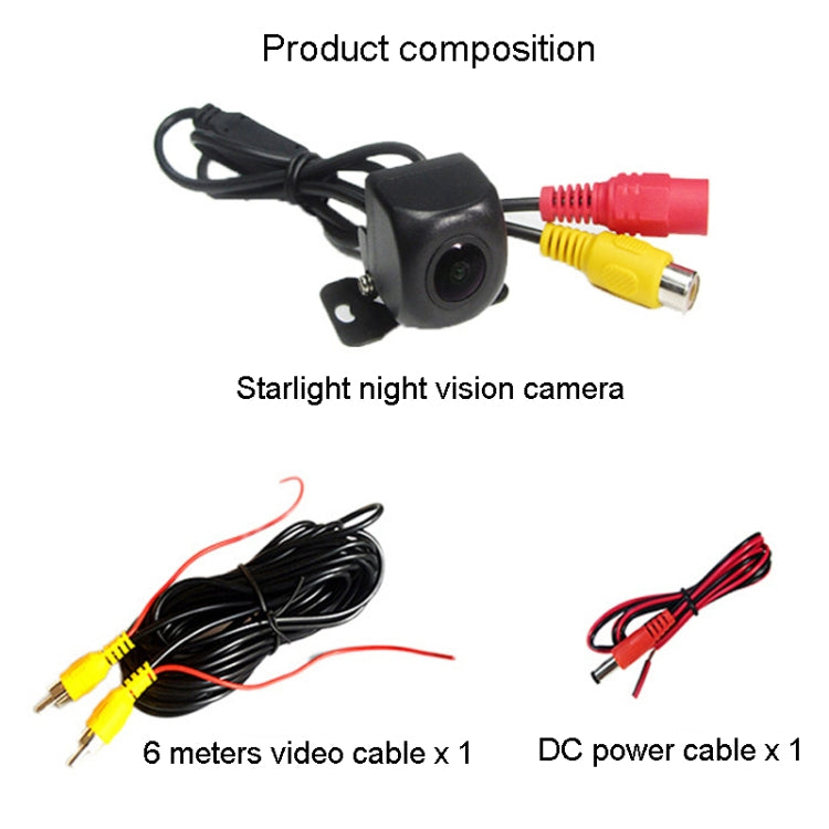 Universal Reversing Camera HD Wide Angle 12V Water-resistant Starlight Night Vision Car Camera(Black)